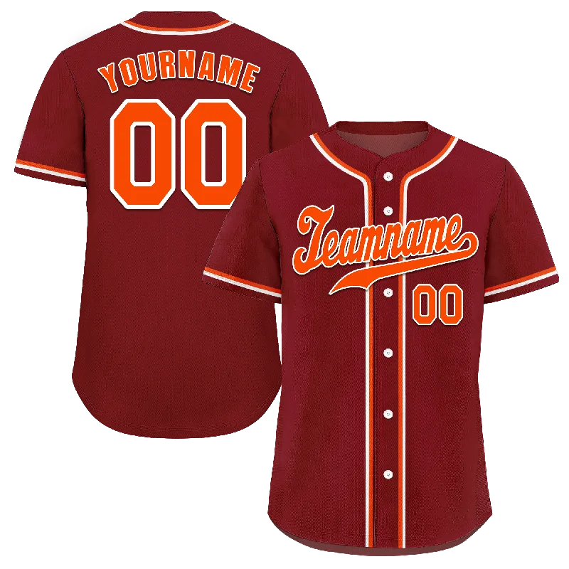 Baseball Jersey Durable Material-Custom Brown Classic Style Orange Authentic Baseball Jersey