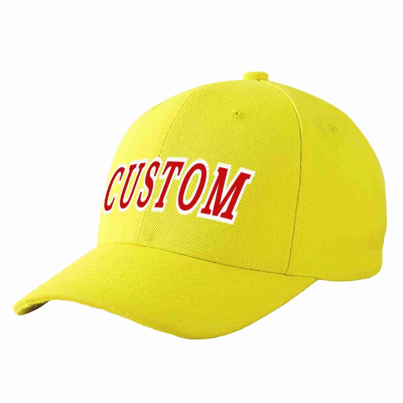 Baseball Cap Black Friday-Custom Yellow Red-White Curved Eaves Sport Baseball Cap Design for Men/Women/Youth