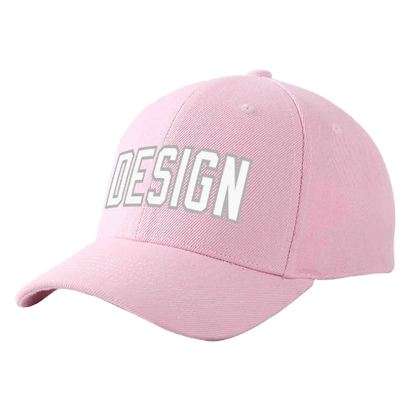 Baseball Cap Sustainable-Custom Pink White-Gray Curved Eaves Sport Design Baseball Cap