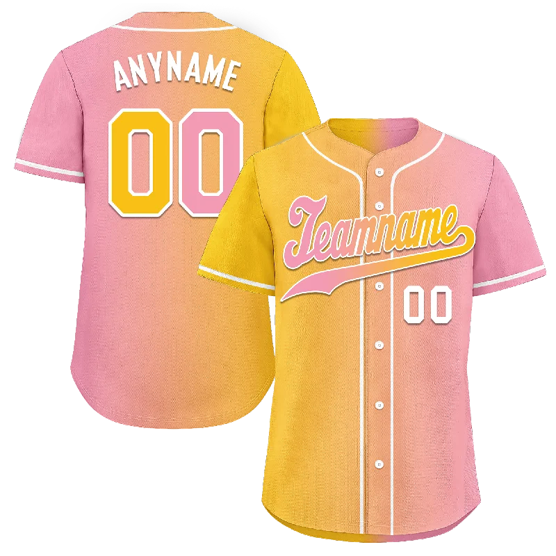 Baseball Jersey Tournament-Custom Yellow Pink Gradient Fashion Personalized Authentic Baseball Jersey BSBJ01-D0a7aac