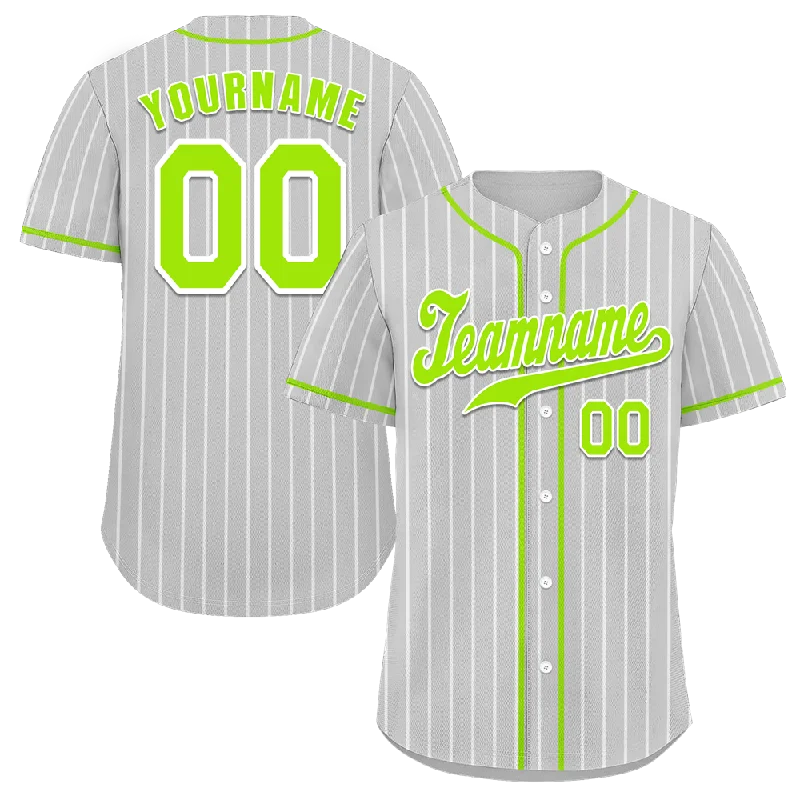 Baseball Jersey Rookie-Custom Grey Stripe Fashion Green Authentic Baseball Jersey