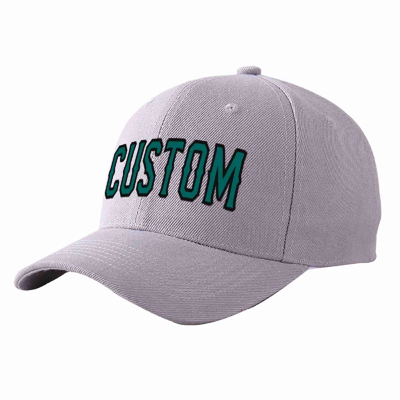 Baseball Cap Business Casual-Custom Gray Aqua-Black Curved Eaves Sport Baseball Cap Design for Men/Women/Youth