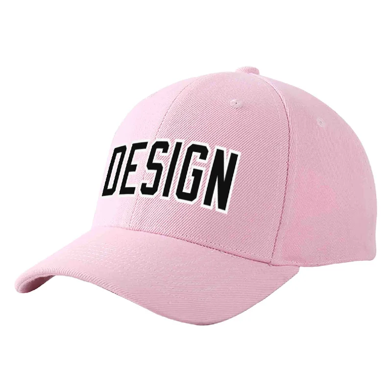 Baseball Cap Collector’s Item-Custom Pink Black-White Curved Eaves Sport Design Baseball Cap