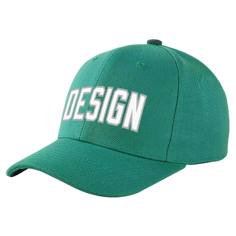 Baseball Cap Trucker-Custom Light Green Gray-White Curved Eaves Sport Design Baseball Cap