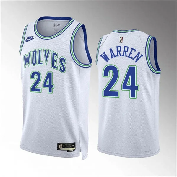 Basketball Jersey Personalized-Men's Minnesota Timberwolves #24 Tj Warren White 2023/24 Classic Edition Stitched Basketball Jersey