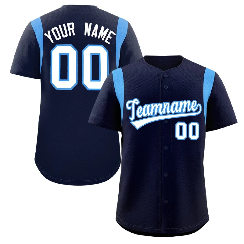 Baseball Jersey Name-Custom Navy Powder Blue Classic Style Personalized Full Button Authentic Baseball Jersey