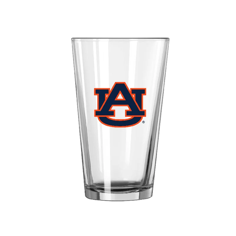 Team Mug Plaid-Auburn 16oz Logo Pint Glass