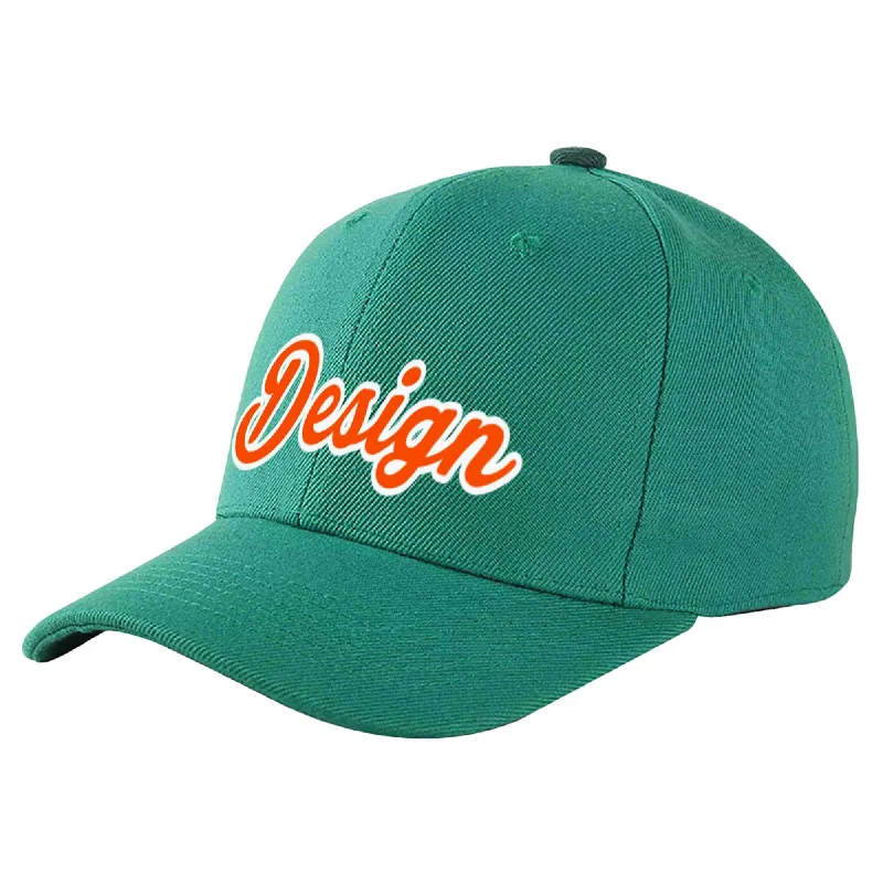 Baseball Cap Patch-Custom Light Green Orange-White Curved Eaves Sport Design Baseball Cap