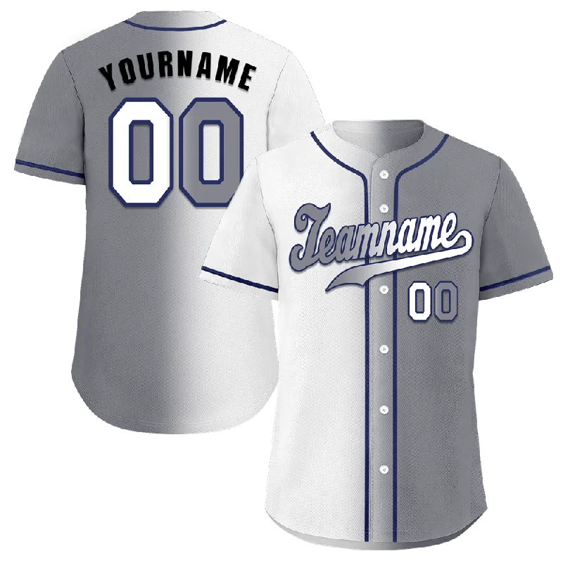 Baseball Jersey Home-Custom White Grey Gradient Fashion Grey Authentic Baseball Jersey