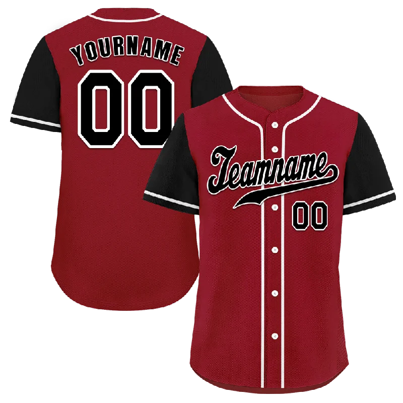 Baseball Jersey Slim Fit-Custom Brown Black Raglan Sleeves Black Authentic Baseball Jersey