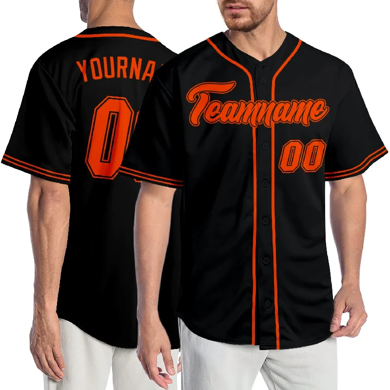 Baseball Jersey Birthday-Custom Black Orange-Black Authentic Baseball Jersey