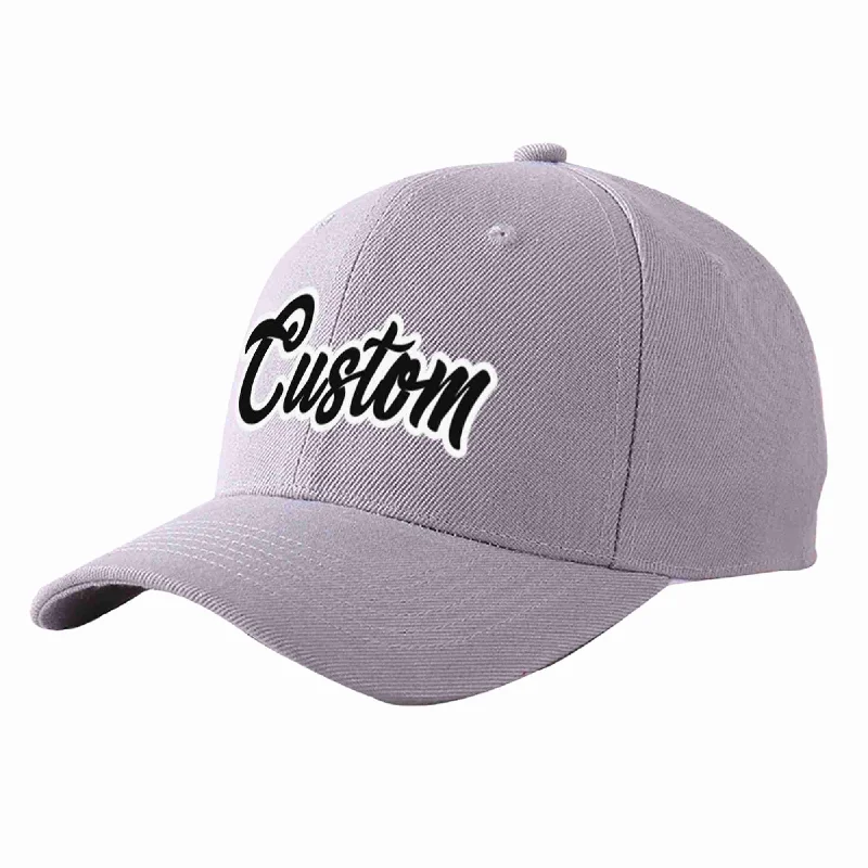 Baseball Cap Casual-Custom Gray Black-White Curved Eaves Sport Baseball Cap Design for Men/Women/Youth