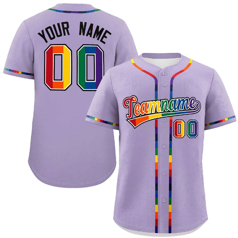 Baseball Jersey Multi-Color-Custom Light Purple LGBT Rainbow For Pride Month Classic Style Authentic Baseball Jersey