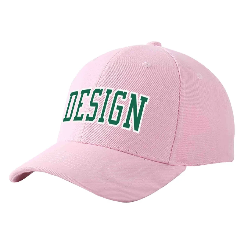 Baseball Cap Superhero-Custom Pink Kelly Green-White Curved Eaves Sport Design Baseball Cap