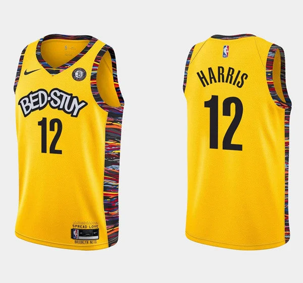 Basketball Jersey Funny-Men's Brooklyn Nets #12 Joe Harris Yellow Stitched Basketball Jersey