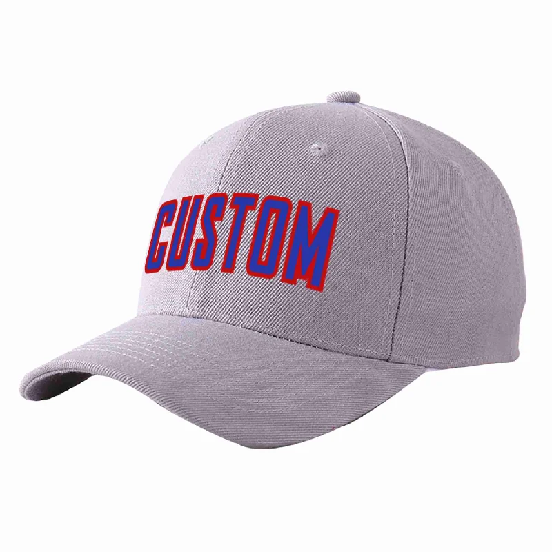 Baseball Cap 3D Embroidery-Custom Gray Royal-Red Curved Eaves Sport Baseball Cap Design for Men/Women/Youth