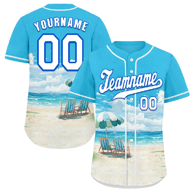 Baseball Jersey Camping-Custom Aqua Hawaii White Authentic Baseball Jersey BSBJ0a-bc0fb79