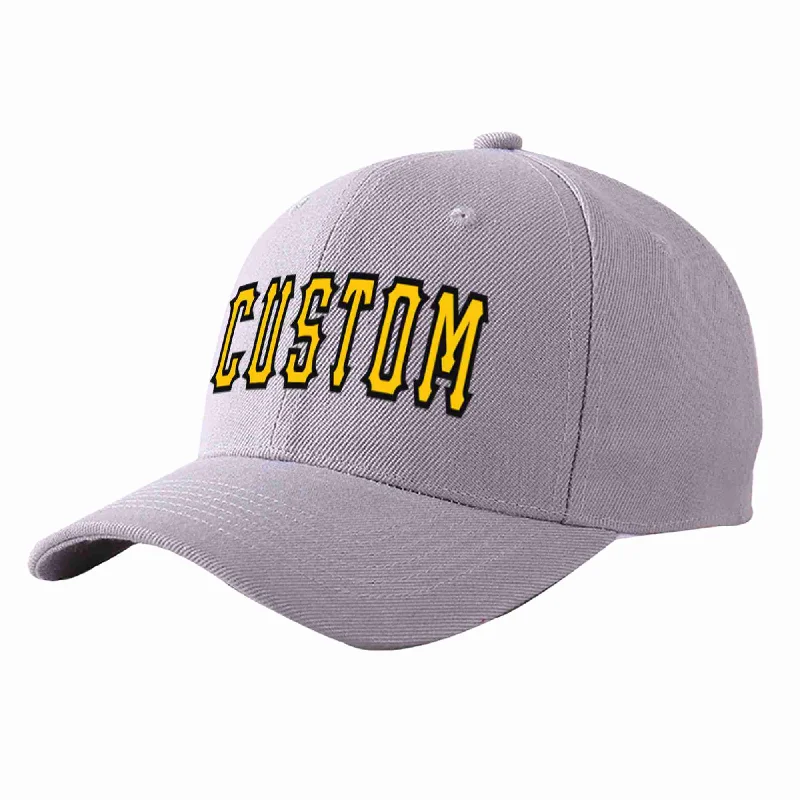 Baseball Cap Olive-Custom Gray Gold-Black Curved Eaves Sport Baseball Cap Design for Men/Women/Youth