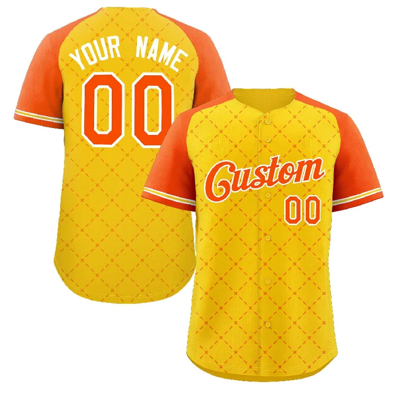 Baseball Jersey Online Exclusive-Custom Gold Orange-White Rhombus Authentic Baseball Jersey