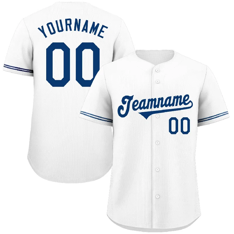 Baseball Jersey Anniversary-Custom White Royal Classic Style Authentic Baseball Jersey