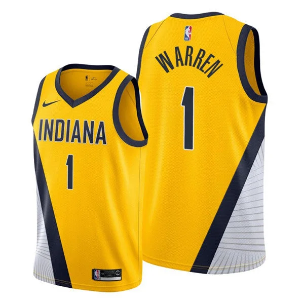 Basketball Jersey Sweatproof-Men's Indiana Pacers Yellow #1 T.J. Warren Statement Edition Stitched Basketball Jersey