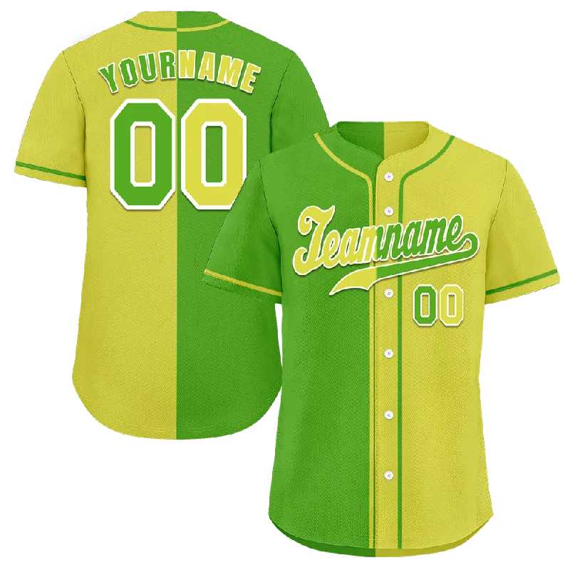 Baseball Jersey Gameday Outfit-Custom Green Yellow Gradient Fashion Yellow Authentic Baseball Jersey