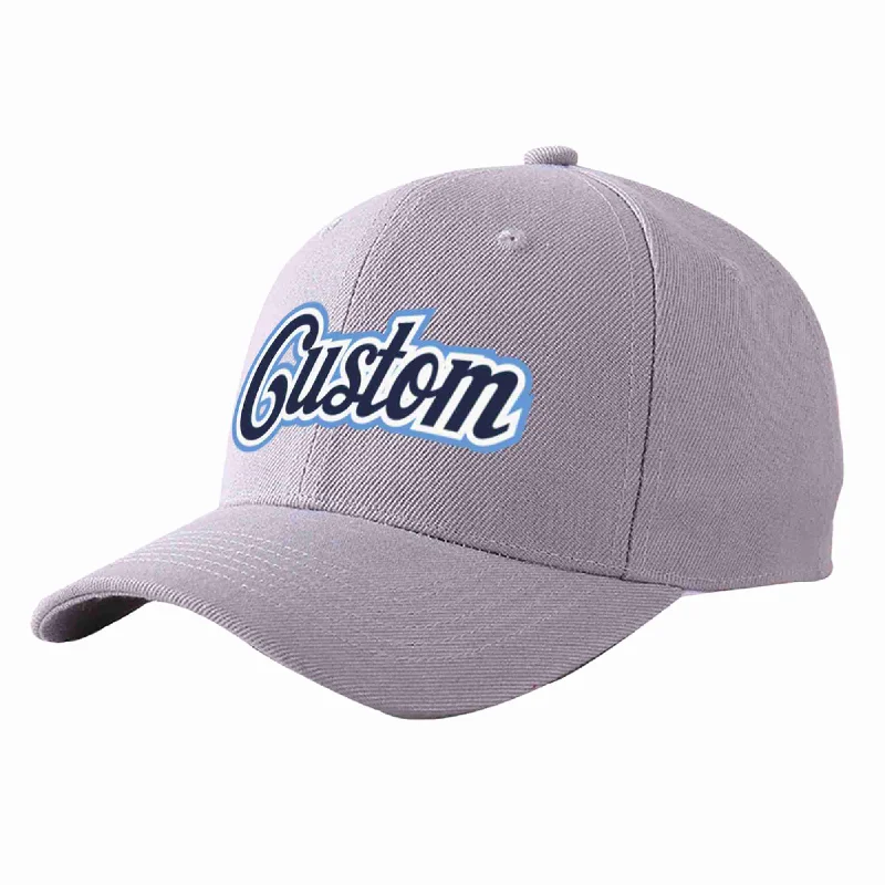 Baseball Cap Funny Slogan-Custom Gray Navy-White Curved Eaves Sport Baseball Cap Design for Men/Women/Youth