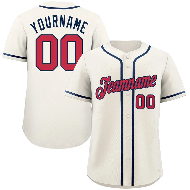 Baseball Jersey World Series-Custom Cream Red-Navy Classic Style Authentic Baseball Jersey