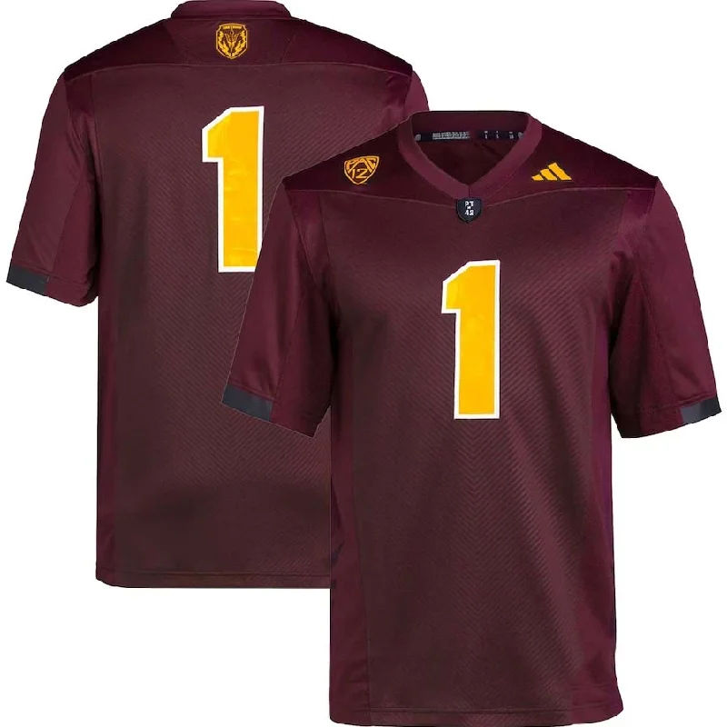 Football Jersey New Year-#1 A.State Sun Devils Premier Football Jersey - Maroon Stitched American College Jerseys