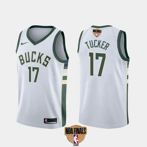 Basketball Jersey Retro-Men's Milwaukee Bucks #17 P.J. Tucker 2021 Finals White Association Edition Stitched Basketball Jersey