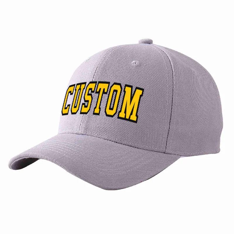 Baseball Cap Minimalist-Custom Gray Gold-Black Curved Eaves Sport Baseball Cap Design for Men/Women/Youth