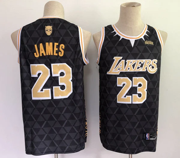 Basketball Jersey Streetwear-Men's Los Angeles Lakers #23 LeBron James Black Panther Limiter Stitched Basketball Jersey