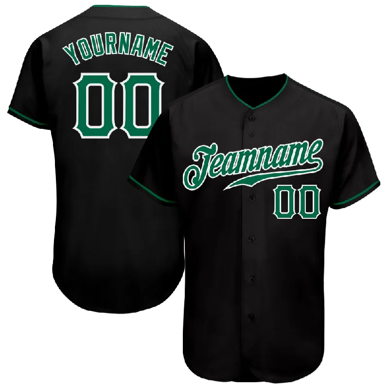 Baseball Jersey Boys-Custom Black Kelly Green-White Authentic Baseball Jersey