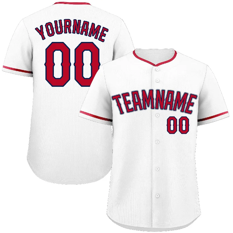 Baseball Jersey Mother's Day-Custom White Red-Gray Classic Style Authentic Baseball Jersey