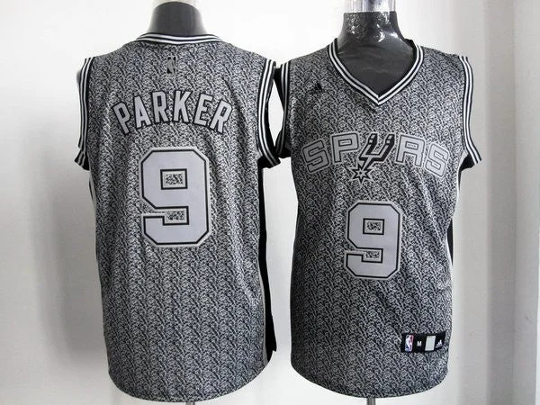 Basketball Jersey Graduation-Spurs 9 Parker Grey Snow Basketball Jerseys