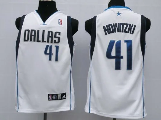 Basketball Jersey Embroidered-Mavericks 41 Dirk Nowitzki White Basketball Jerseys