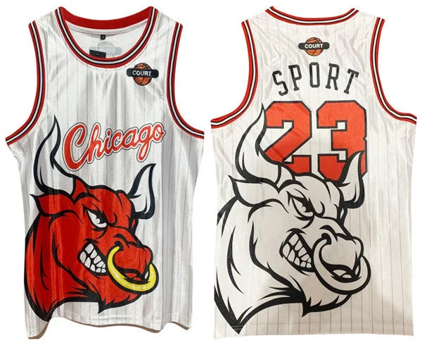 Basketball Jersey Sweatproof-Men's Chicago Bulls #23 Michael Jordan White Print Basketball Basketball Jersey