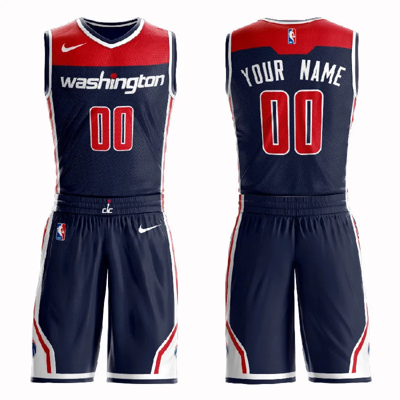 Basketball Jersey Black-Wizards Navy Men's Customized Swingman Basketball Jersey(With Shorts)