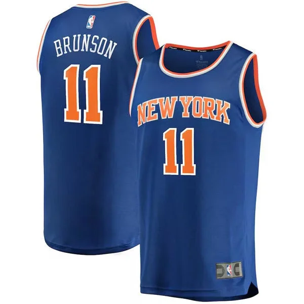 Basketball Jersey Camping-Men's New York Knicks #11 Jalen Brunson Blue Icon Edition Stitched Basketball Basketball Jersey