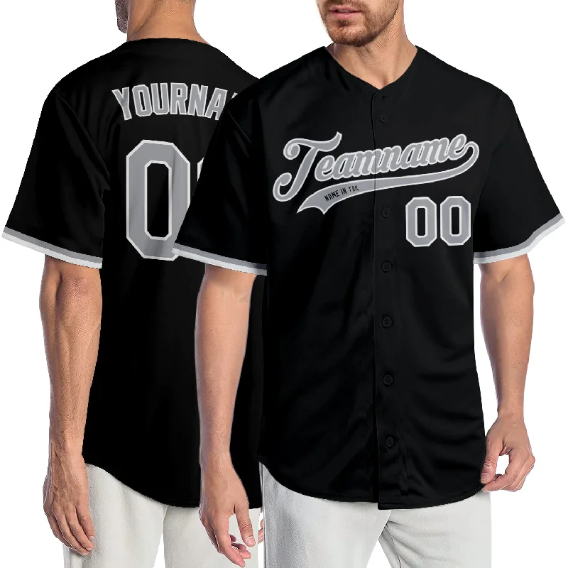 Baseball Jersey Stylish-Custom Black Gray-White Authentic Baseball Jersey