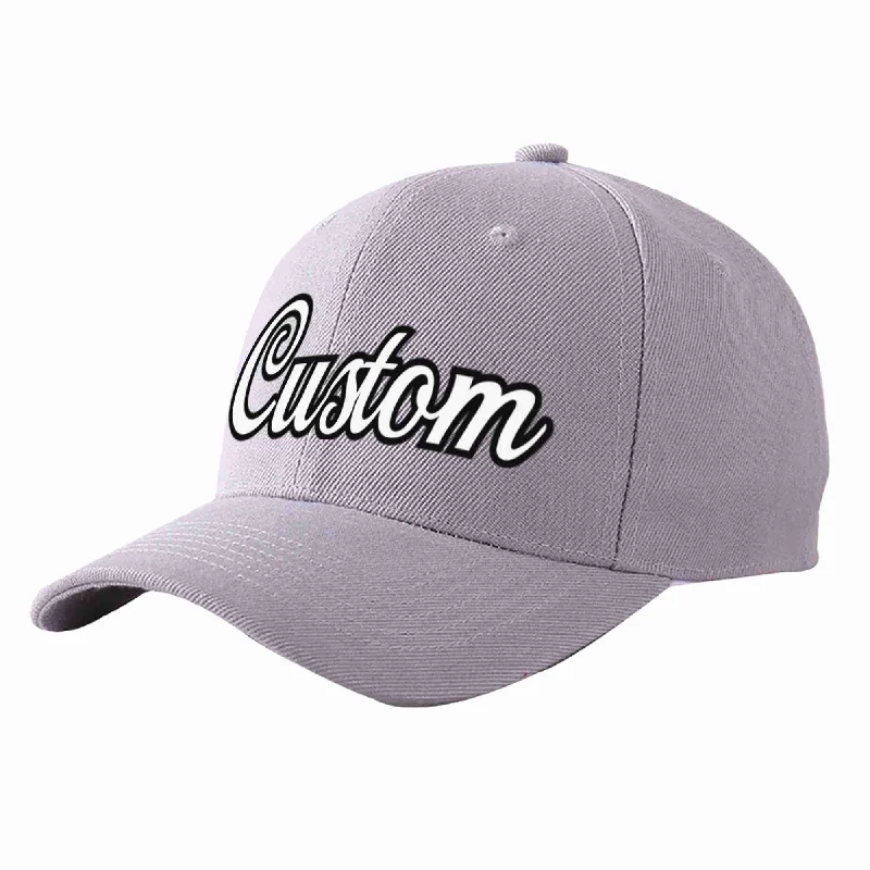 Baseball Cap High Profile-Custom Gray White-Black Curved Eaves Sport Baseball Cap Design for Men/Women/Youth