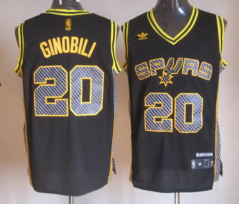 Basketball Jersey Funny-Spurs 20 Ginobili Black Fashion Basketball Jerseys