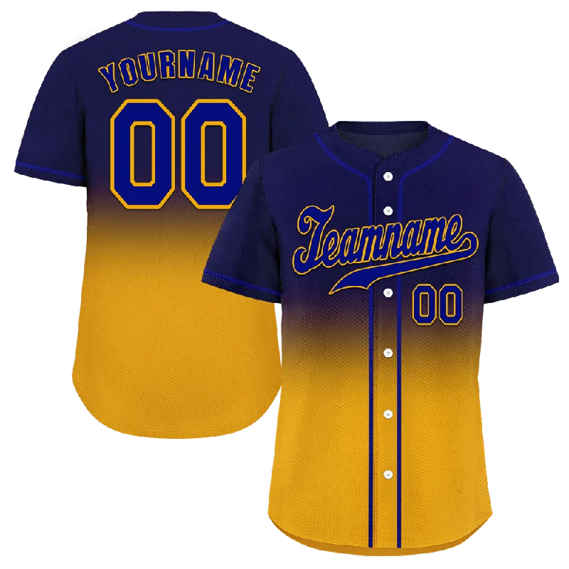 Baseball Jersey Baseball Grandpa-Custom Purple Yellow Fade Fashion Purple Authentic Baseball Jersey