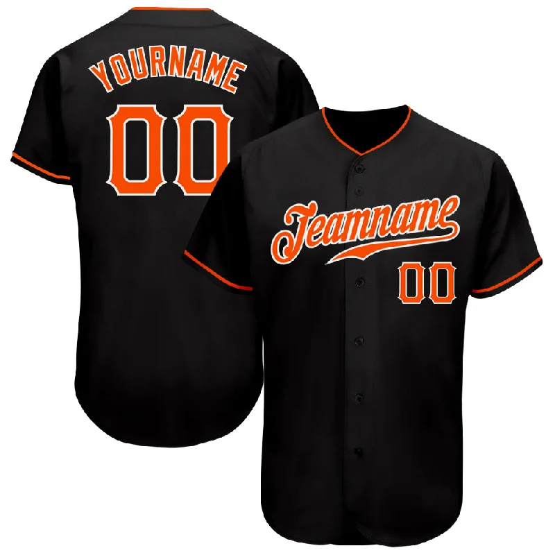 Baseball Jersey Soft-Custom Black Orange-White Authentic Baseball Jersey