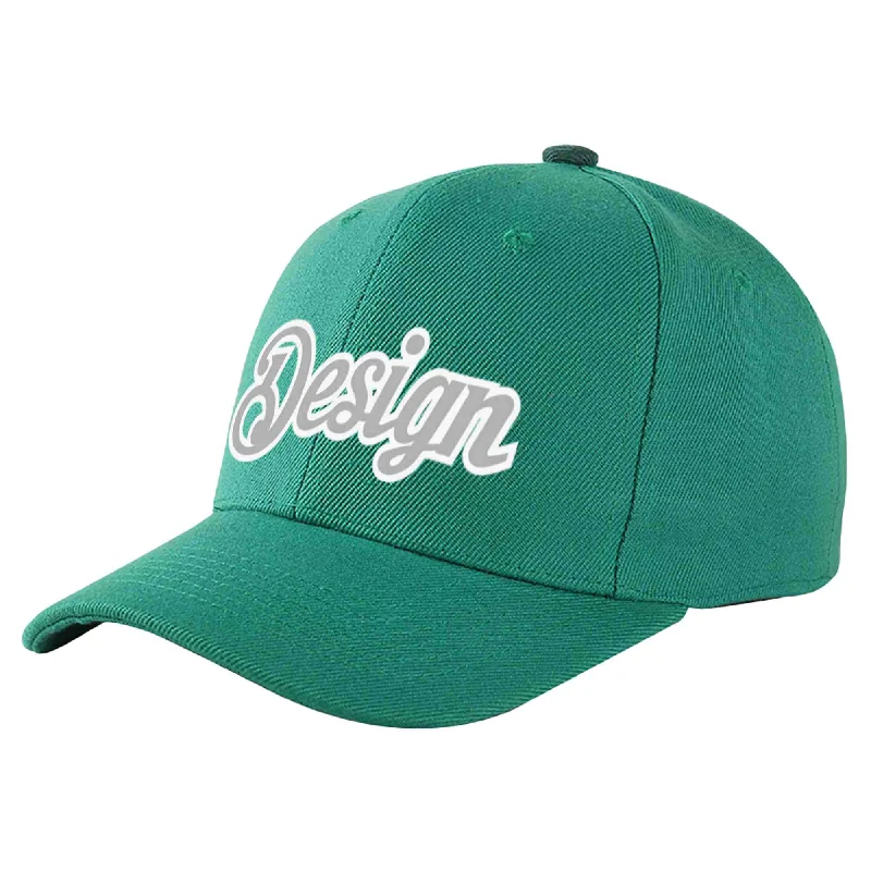 Baseball Cap Formal Look-Custom Light Green White-Gray Curved Eaves Sport Design Baseball Cap