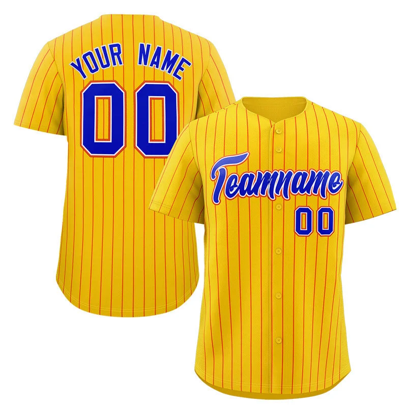 Baseball Jersey Pop Culture-Custom Gold Royal-Orange Stripe Fashion Authentic Baseball Jersey