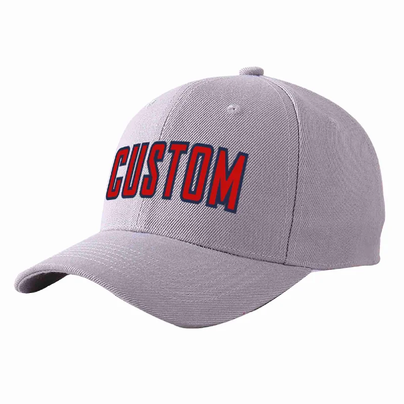 Baseball Cap Monogram-Custom Gray Red-Navy Curved Eaves Sport Baseball Cap Design for Men/Women/Youth