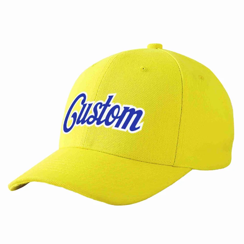 Baseball Cap Formal Look-Custom Yellow Royal-White Curved Eaves Sport Baseball Cap Design for Men/Women/Youth