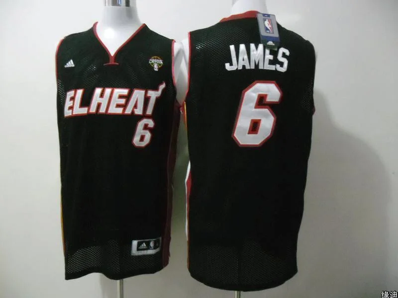 Basketball Jersey Slim Fit-Heat 6 James Black Mesh Latina Basketball Jerseys