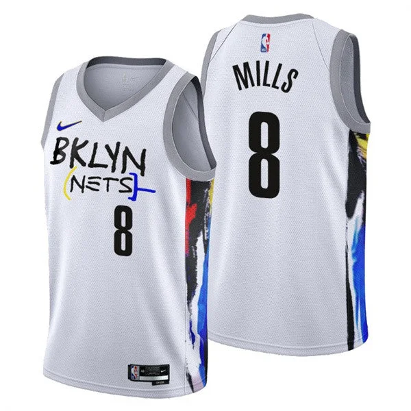 Basketball Jersey TV Show-Men's Brooklyn Nets #8 Patty Mills 2022/23 White City Edition Stitched Basketball Basketball Jersey